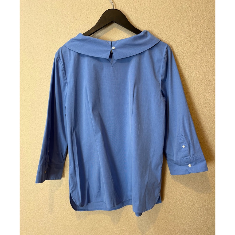 Talbots Womens Sabrina Blue Portrait Collar 3/4 Sleeve Cotton Blend Size L - Picture 8 of 8